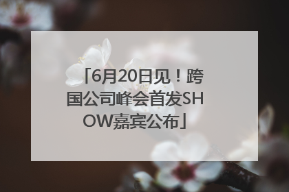 6月20日见！跨国公司峰会首发SHOW嘉宾公布