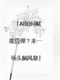 AI如何赋能管理？来一场头脑风暴